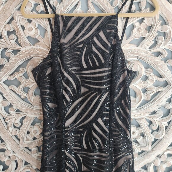 Trixxi Black Sequin Formal Bodycon Dress size 9 - Picture 2 of 4